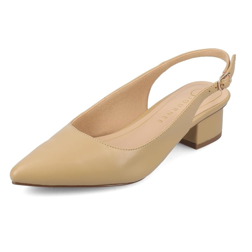 NiB Journee Women's Sylvia Pump Evening Heels Tan Size 7.5 M $80 RY1292